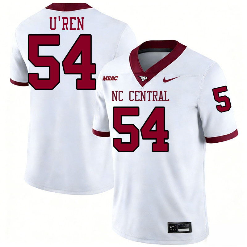 North Carolina Central Eagles #54 Max U'Ren College Football Jerseys,Uniforms Stitched-White